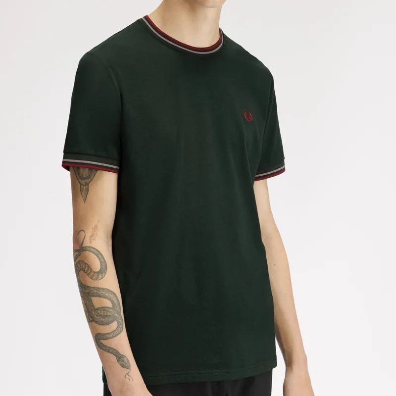 Fred Perry Twin Tipped T-Shirt - Grassroots/Stockport Blue/Oxblood-2
