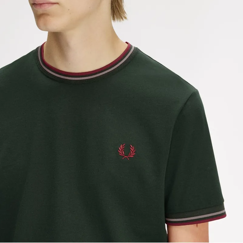 Fred Perry Twin Tipped T-Shirt - Grassroots/Stockport Blue/Oxblood-3