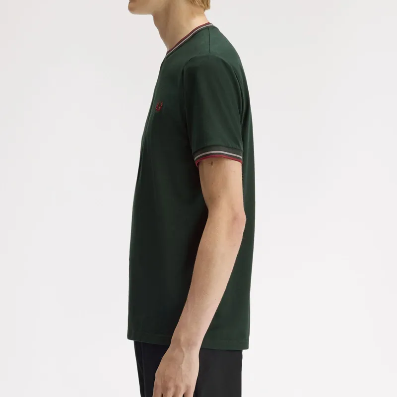 Fred Perry Twin Tipped T-Shirt - Grassroots/Stockport Blue/Oxblood-5