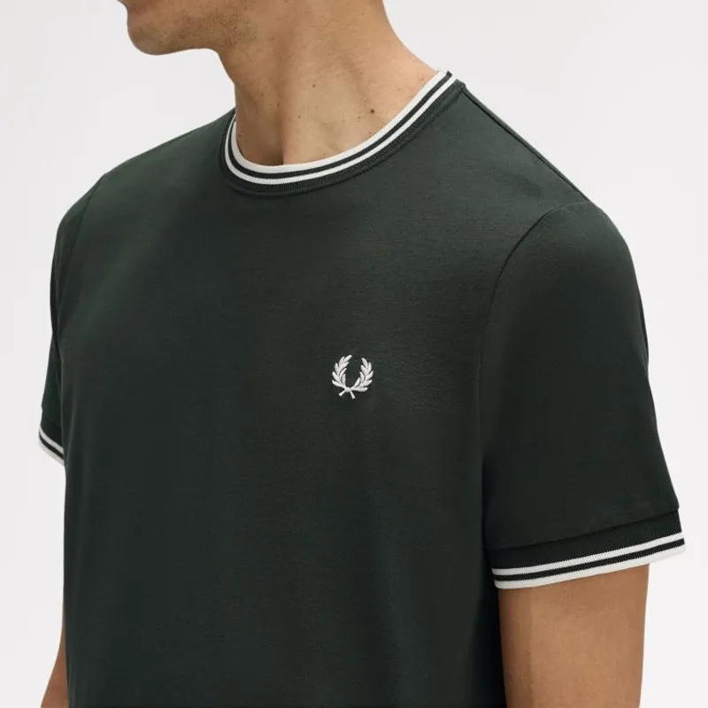 Fred Perry Twin Tipped T-Shirt - Night Green/Snow White-3