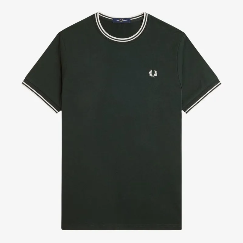 Fred Perry Twin Tipped T-Shirt - Night Green/Snow White