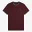 Fred Perry Twin Tipped T-Shirt - Oxblood/Ecru/Court Blue