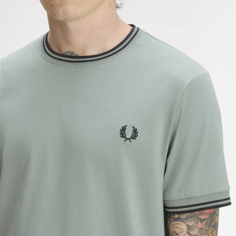 Fred Perry Twin Tipped T-Shirt - Silver Blue/Dark Airforce/Dark Airforce-3