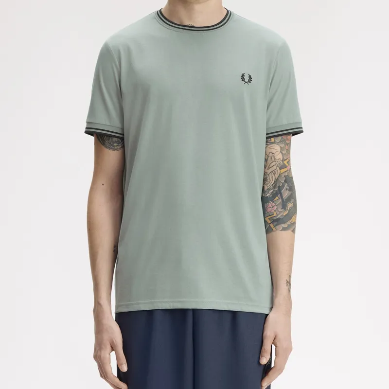 Fred Perry Twin Tipped T-Shirt - Silver Blue/Dark Airforce/Dark Airforce-4
