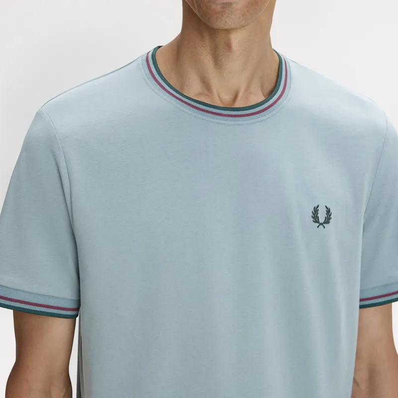 Fred Perry Twin Tipped T-Shirt - Stockport Blue/Oxblood/Grassroots-2