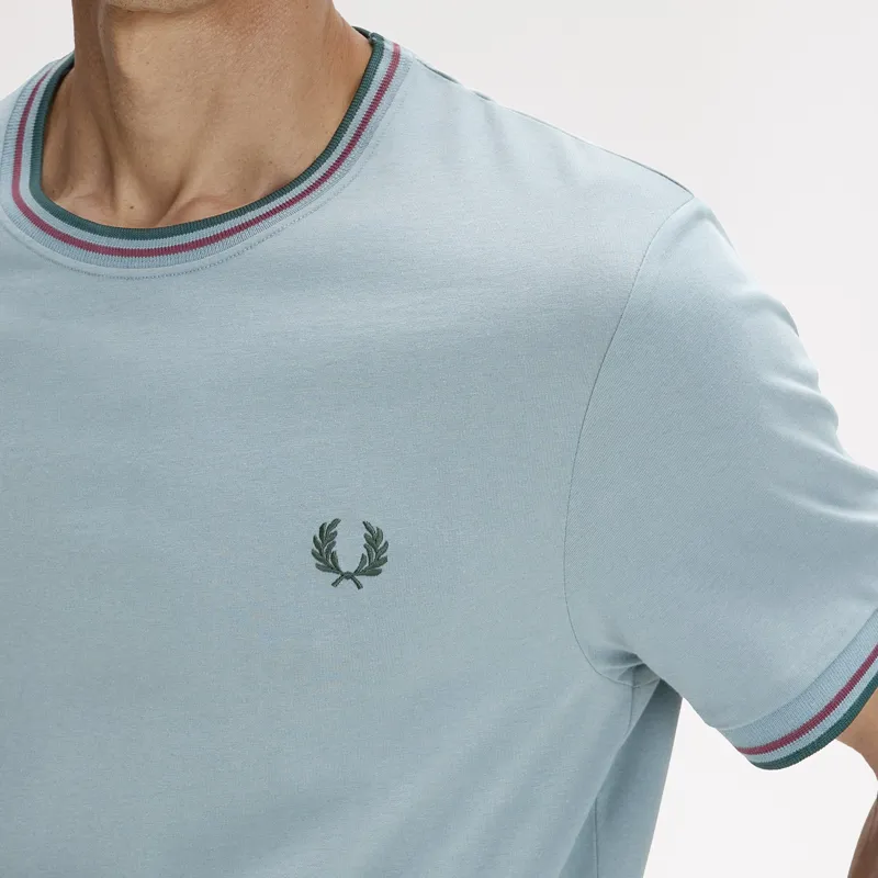 Fred Perry Twin Tipped T-Shirt - Stockport Blue/Oxblood/Grassroots-3