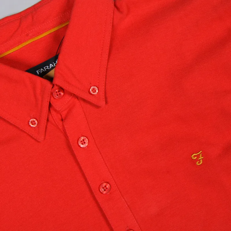 Farah LS Merriweather Polo Shirt - Tomato-1