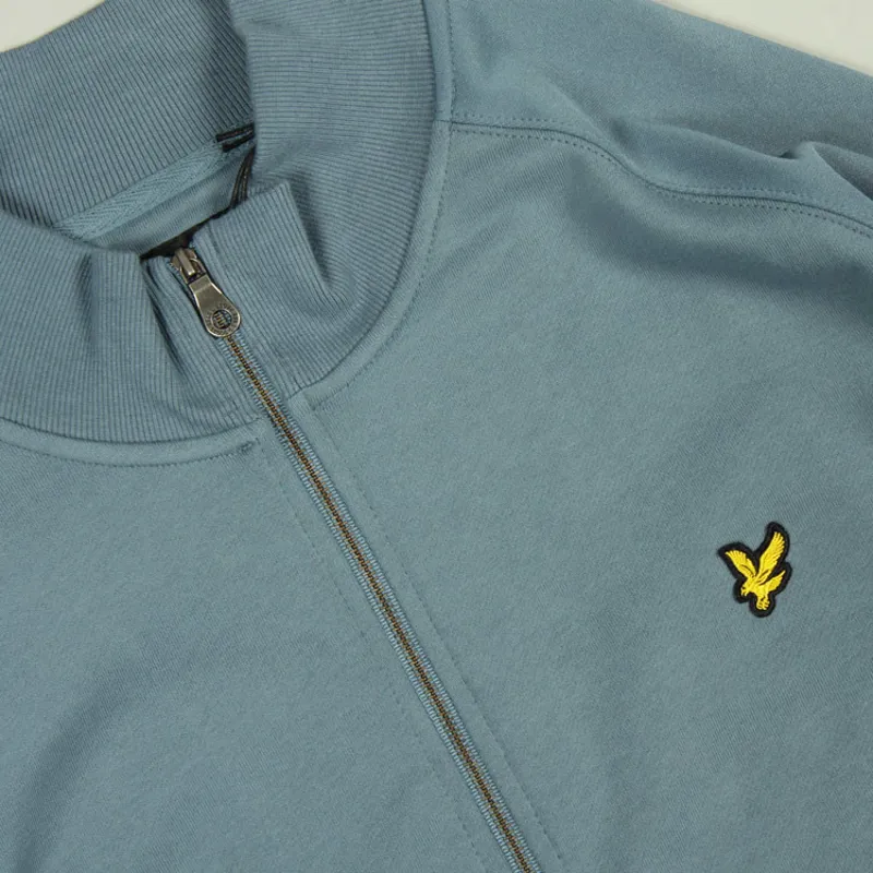 Lyle and Scott Tricot Funnel Neck Track Top - Mist Blue-1