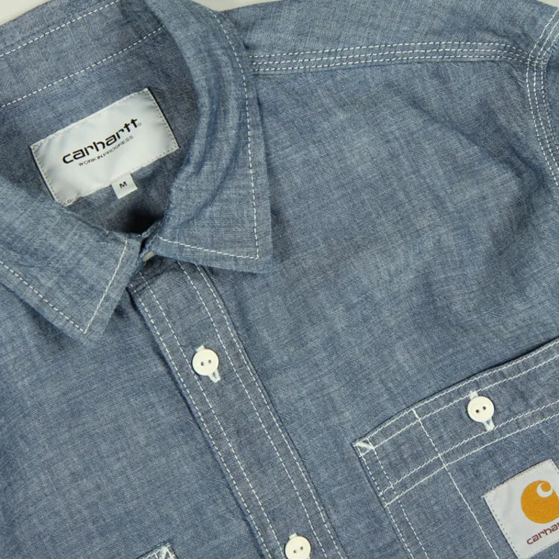 Carhartt WIP Clink Shirt Kirksville - Blue Rinsed-1