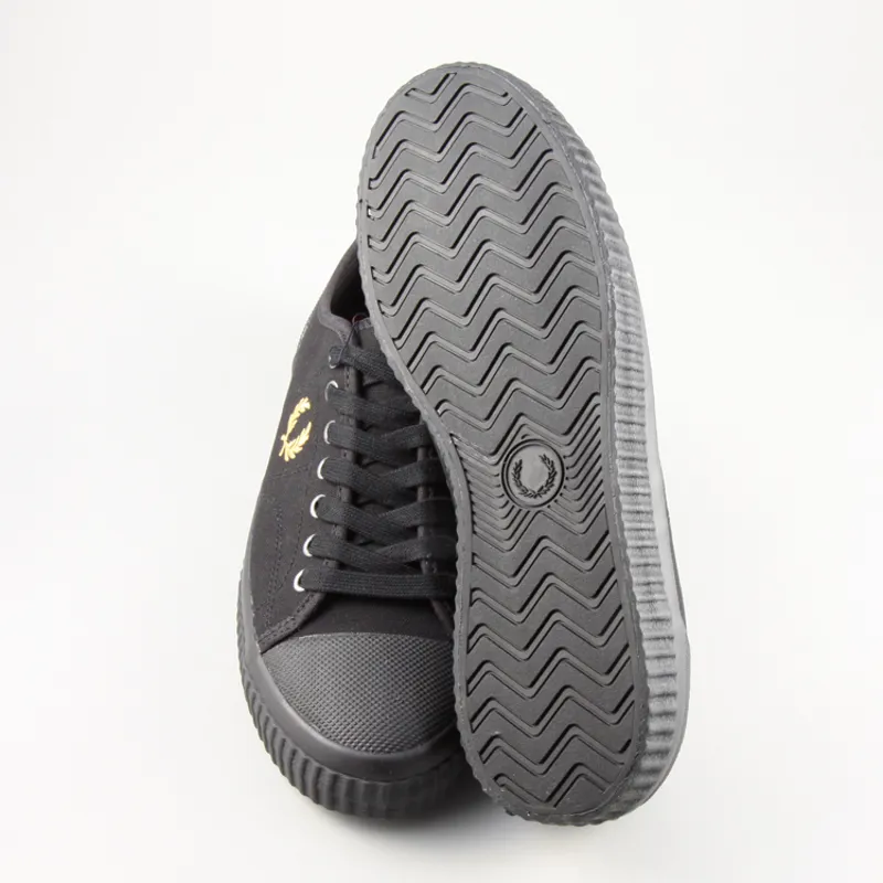 Fred Perry Hughes Low Canvas - Black/Champagne-4