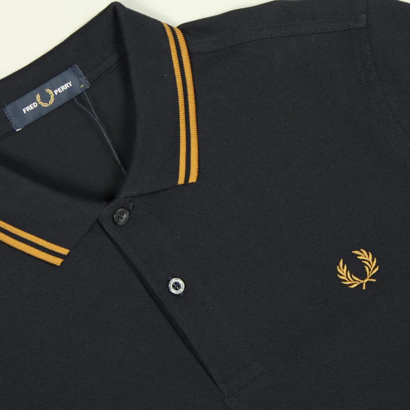 Fred Perry Twin Tipped Polo Shirt M3600 - Navy/Dark Caramel-1