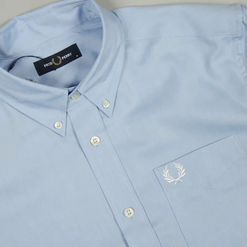 Fred Perry SS Oxford Shirt - Light Smoke-1