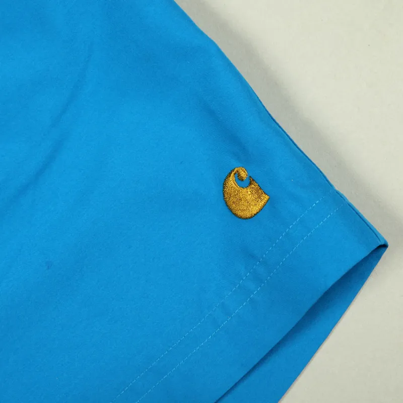 Carhartt WIP Chase Swim Trunks - Azzuro/Gold-2