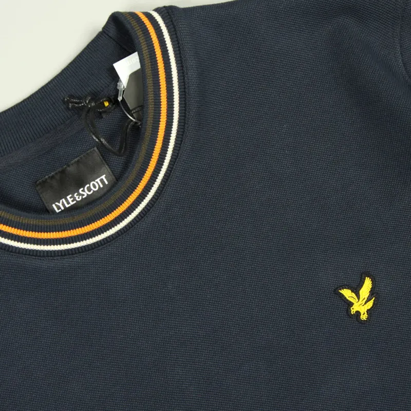 Lyle and Scott Pique Sweatshirt with Tipping - Dark Navy-1
