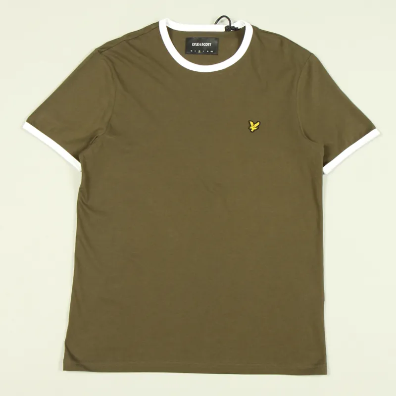 Lyle and Scott Ringer T-Shirt Trek Green/White - Main Image