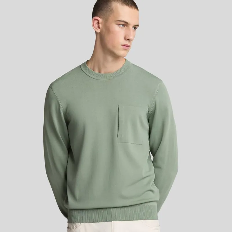 Lyle and Scott Cargo Crew Neck Jumper - Washed Seaweed-1