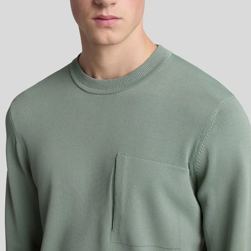 Lyle and Scott Cargo Crew Neck Jumper - Washed Seaweed-3