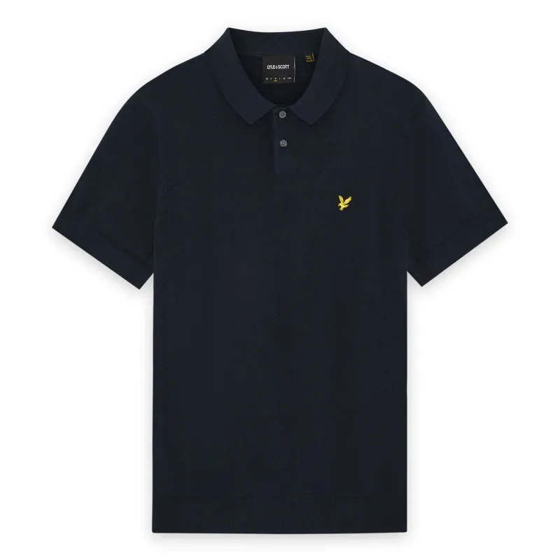 Lyle and Scott Cotton Short Sleeve Knitted Polo - Dark Navy