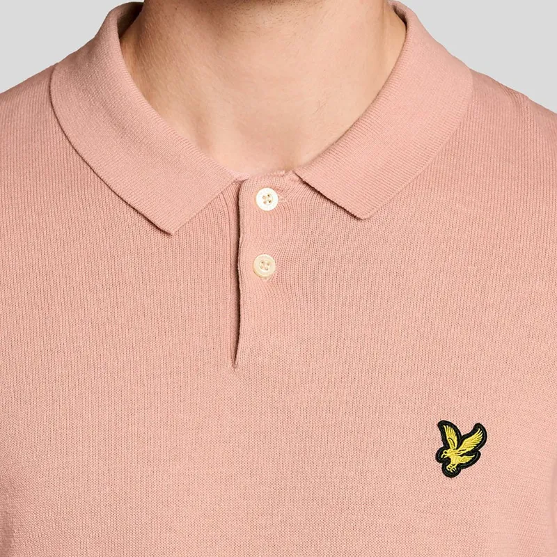 Lyle and Scott Cotton Short Sleeve Knitted Polo - Pink Grapefruit-2