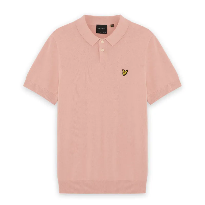Lyle and Scott Cotton Short Sleeve Knitted Polo - Pink Grapefruit