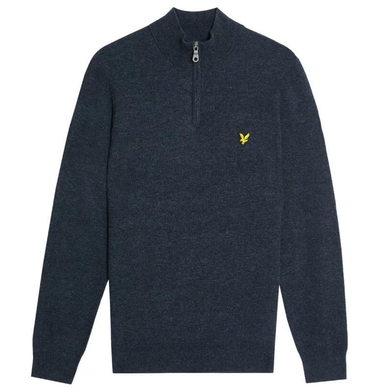 Lyle and Scott Lambswool Blend Quarter Zip Jumper - Dark Navy Marl