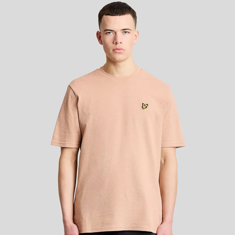 Lyle and Scott Popcorn Jacquard T-Shirt - Barley