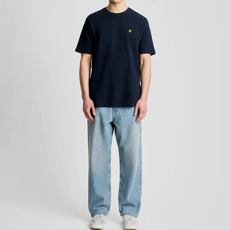 Lyle and Scott Popcorn Jacquard T-Shirt - Dark Navy-1