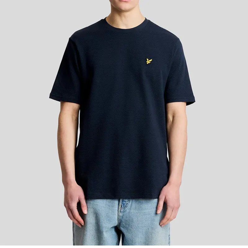 Lyle and Scott Popcorn Jacquard T-Shirt - Dark Navy-2