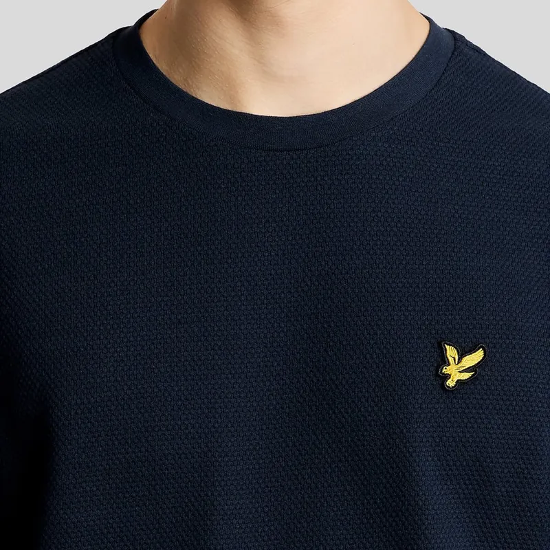 Lyle and Scott Popcorn Jacquard T-Shirt - Dark Navy-3