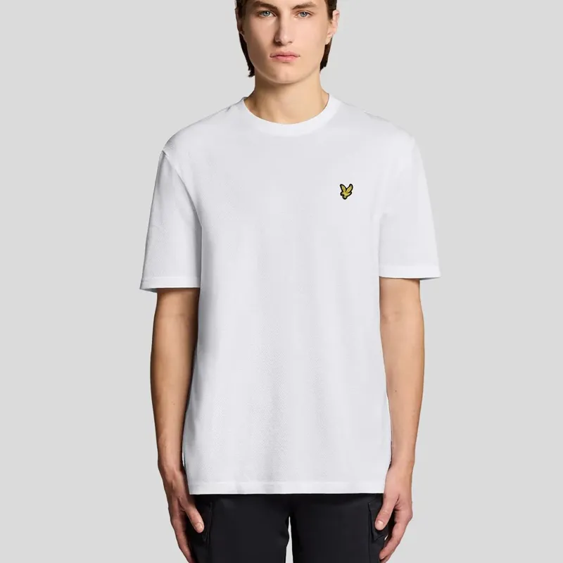 Lyle and Scott Popcorn Jacquard T-Shirt - White-1