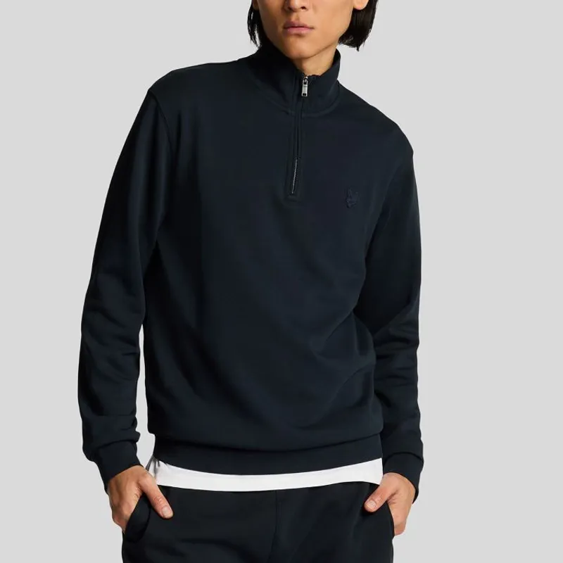 Lyle and Scott Superfine Quarter Zip Sweatshirt - Dark Navy-1