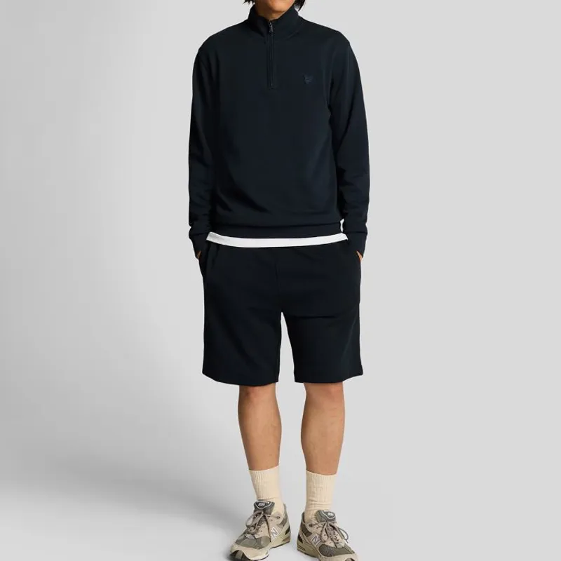 Lyle and Scott Superfine Quarter Zip Sweatshirt - Dark Navy-2