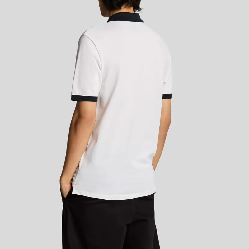 Lyle and Scott Superfine Ringer Polo Shirt - White/Dark Navy-2