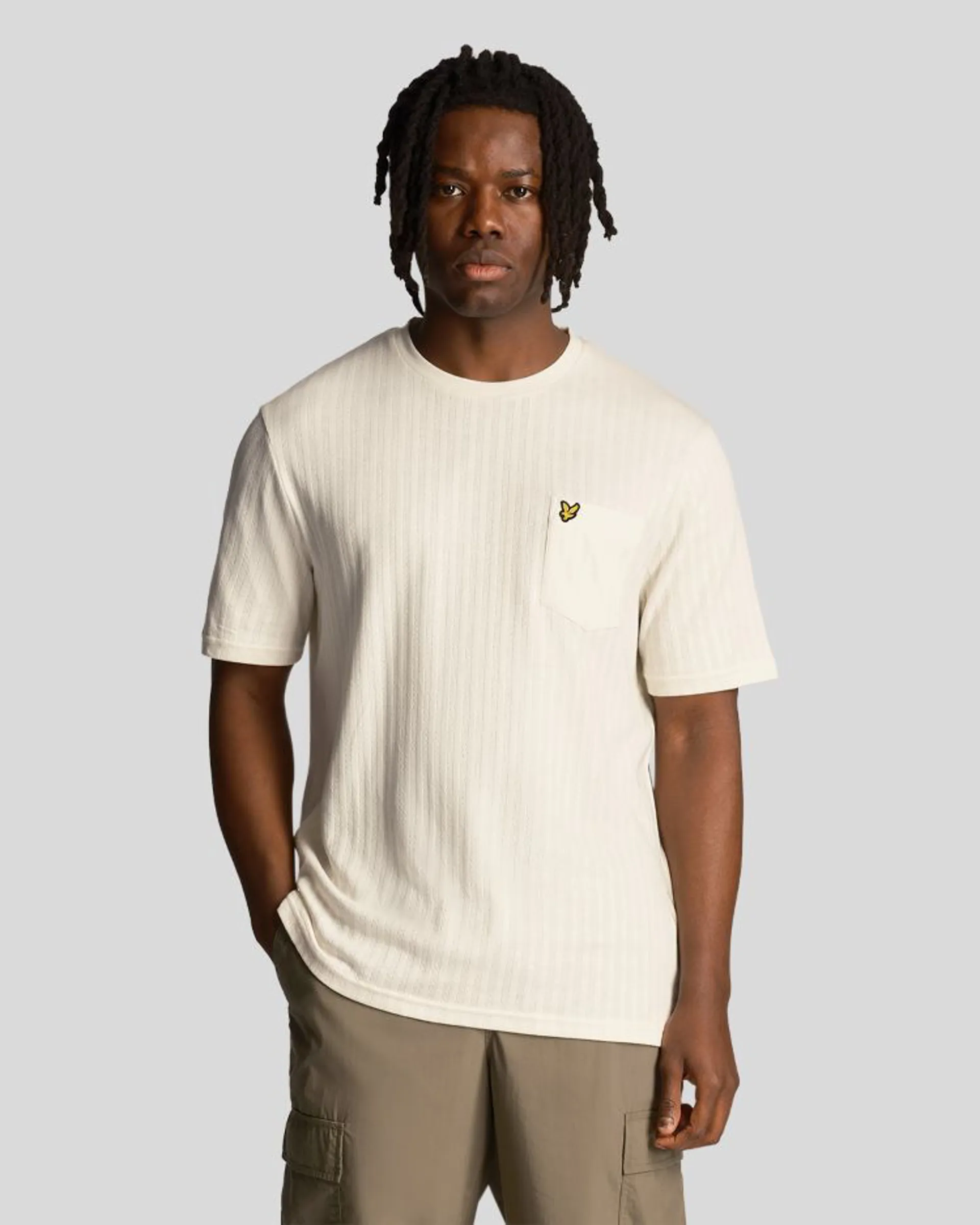 Lyle and Scott Textured Stripe T-Shirt Chalk