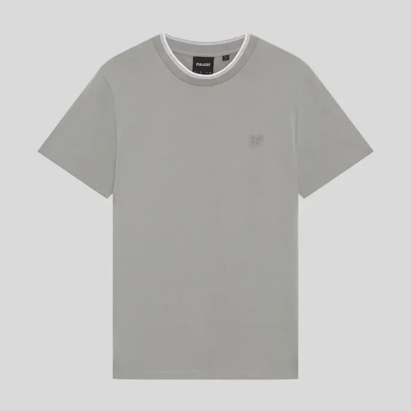 Lyle and Scott Tipped Superfine T-Shirt - Gull Grey/White
