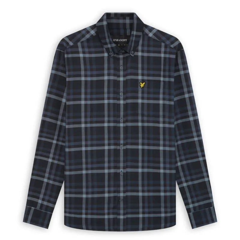 Lyle and Scott Tonal Check Shirt - Dark Navy
