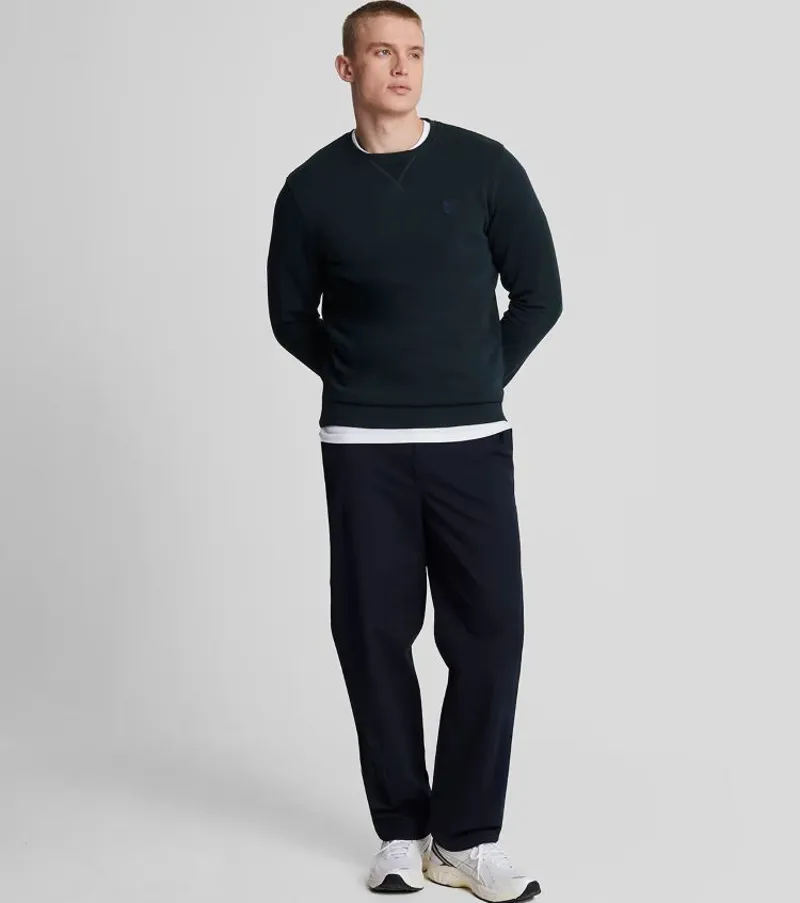 Lyle and Scott Tonal Eagle Crew Neck Sweatshirt - Dark Navy-1