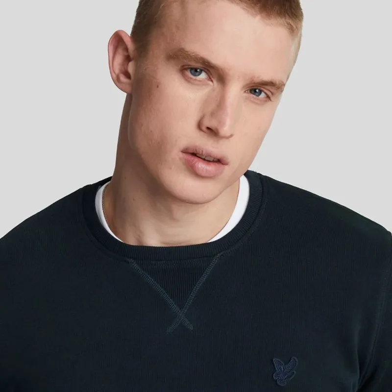Lyle and Scott Tonal Eagle Crew Neck Sweatshirt - Dark Navy-3