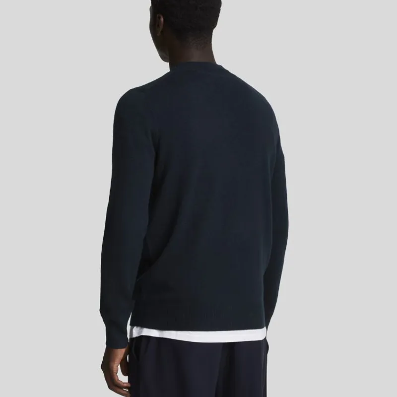 Lyle and Scott Tonal Eagle Lambswool Crew Neck Jumper - Dark Navy-3