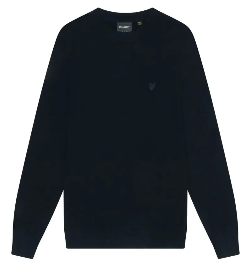 Lyle and Scott Tonal Eagle Lambswool Crew Neck Jumper - Dark Navy