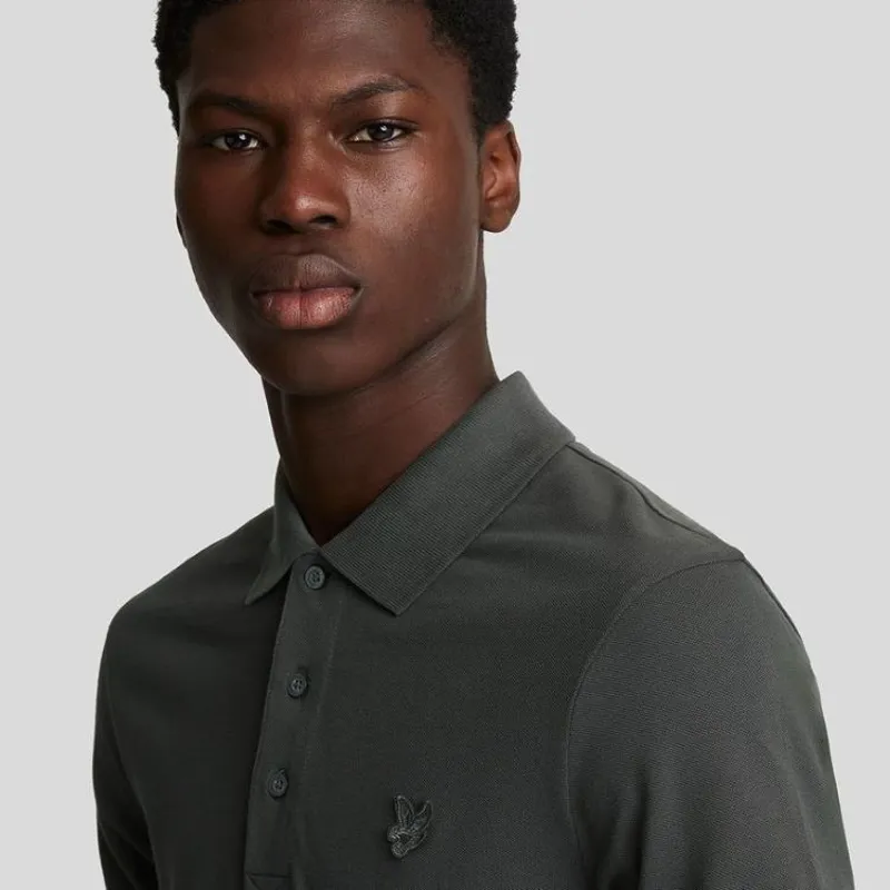 Lyle and Scott Tonal Eagle Polo Shirt - Gunmetal-2