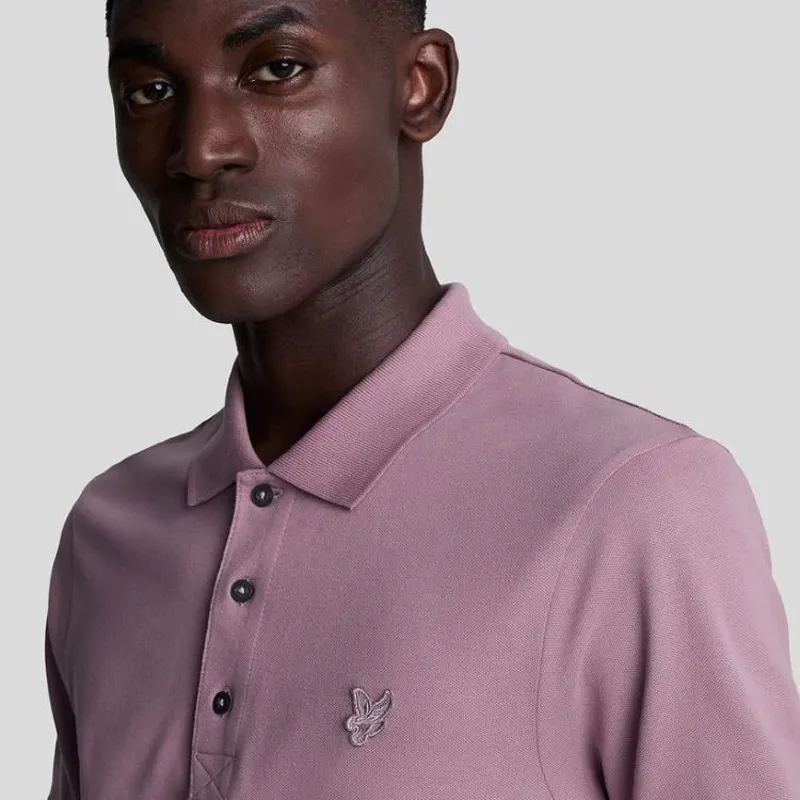 Lyle and Scott Tonal Eagle Polo Shirt - Mountain Thistle-3