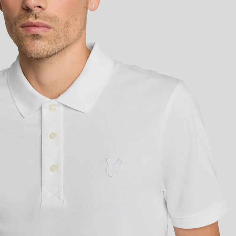 Lyle and Scott Tonal Eagle Polo Shirt - White-2