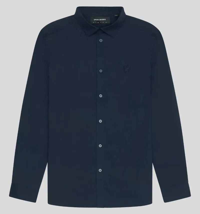 Lyle and Scott Tonal Easy Care Poplin Shirt - Dark Navy