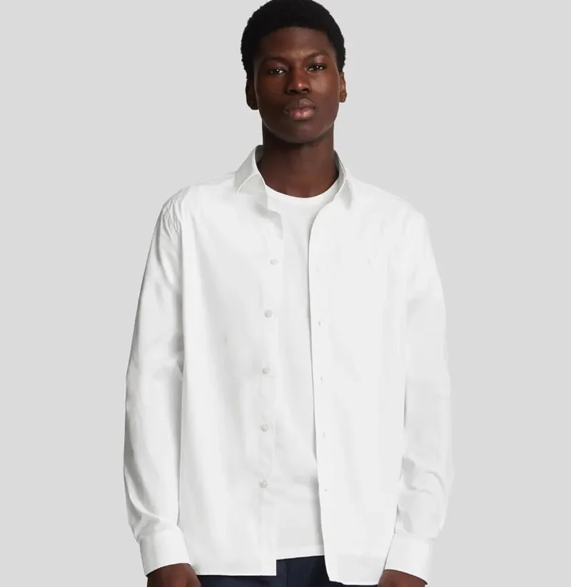 Lyle and Scott Tonal Easy Care Poplin Shirt - White-1