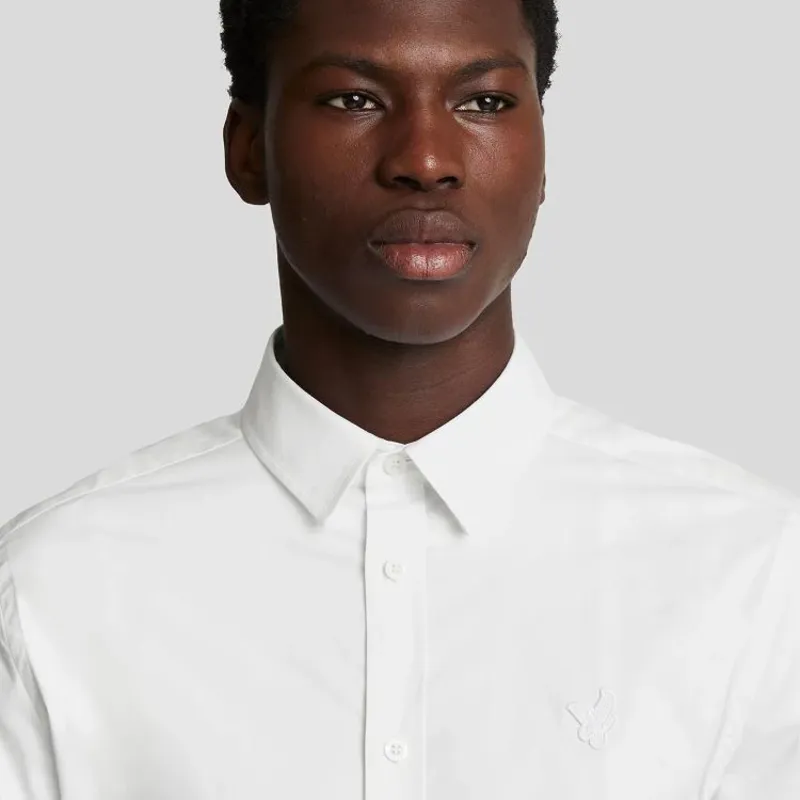 Lyle and Scott Tonal Easy Care Poplin Shirt - White-2