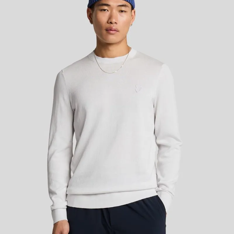 Lyle and Scott Tonal Superfine Crew Neck Jumper - Blue Hint-1
