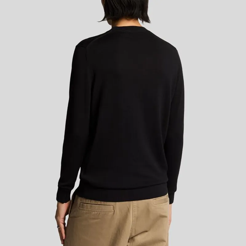 Lyle and Scott Tonal Superfine Crew Neck Jumper - Jet Black-4