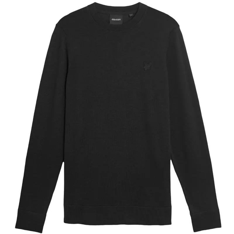 Lyle and Scott Tonal Superfine Crew Neck Jumper - Jet Black