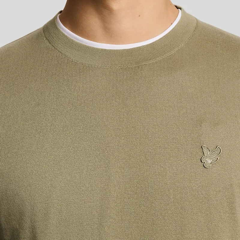 Lyle and Scott Tonal Superfine Crew Neck Jumper - Sage Uniform-1